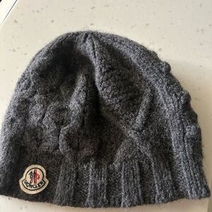 Moncler Charcoal Cable Knit Beanie